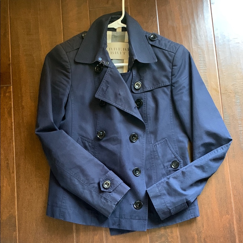 Burberry Brit Short Cotton Jacket Peacoat US 4 Navy